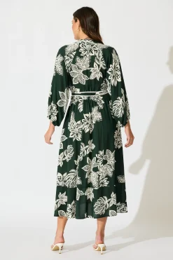 Online Spellbound Maxi Dress in Emerald White Floral Dresses|Casual