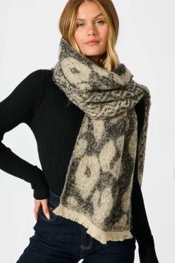 Best Spencer Knit Scarf in Dark Grey Leopard Knitwear|Knitwear