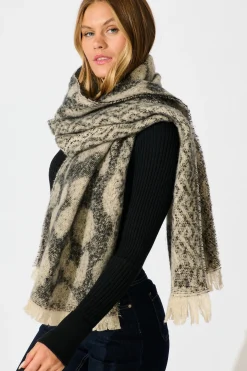 Best Spencer Knit Scarf in Dark Grey Leopard Knitwear|Knitwear