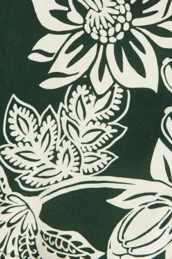 Clearance Spotlight Shirt in Emerald with White Floral Tops