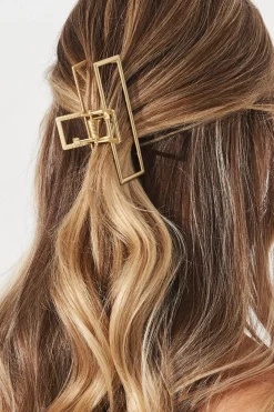 Online Squarie Hair Claw In Gold Hair Accessories|Engagement Party