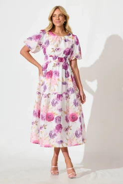 Discount Stargazer Midi Dress in Lilac Floral Dresses|Casual