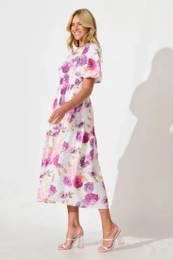 Discount Stargazer Midi Dress in Lilac Floral Dresses|Casual