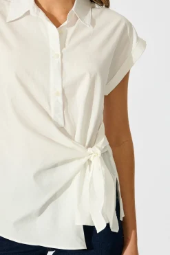 Online Structured Grace Top in White Cotton Tops|Workwear