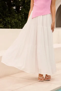 Best Sylvestra Maxi Skirt in White Cotton Blend Bottoms|Skirts & Shorts