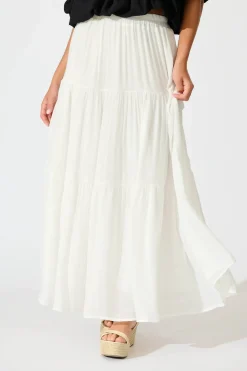 Best Sylvestra Maxi Skirt in White Cotton Blend Bottoms|Skirts & Shorts