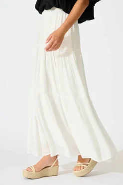 Best Sylvestra Maxi Skirt in White Cotton Blend Bottoms|Skirts & Shorts