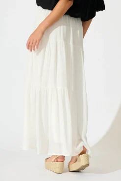 Best Sylvestra Maxi Skirt in White Cotton Blend Bottoms|Skirts & Shorts