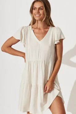 Best Tahiti Smock Dress In Oatmeal Linen Blend Dresses|Casual