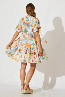 Fashion Tahnee Smock Dress In Cream With Multi Summer Print Dresses|Casual