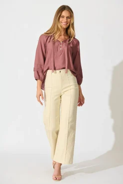 Discount Taleena Top in Blush Linen Blend Tops|Casual