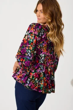 Outlet Talena Top In Black Multi Floral Tops|Casual