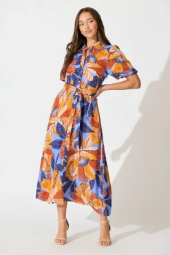 Best Tanisha Maxi Shirt Dress in Multi Print Linen Blend Dresses|Casual