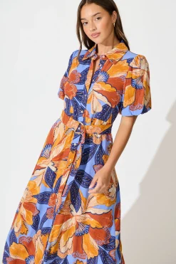 Best Tanisha Maxi Shirt Dress in Multi Print Linen Blend Dresses|Casual