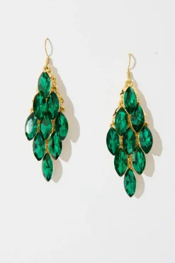 Outlet Tanya Drop Earrings in Gold with Emerald Stones Jewellery