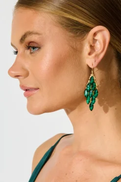 Outlet Tanya Drop Earrings in Gold with Emerald Stones Jewellery