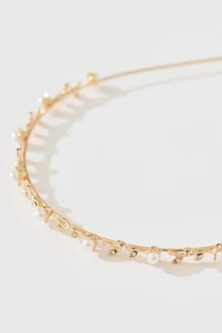 Online Tasha Headband in Rose Gold with Pearl and Leaf Diamante Hair Accessories|Wedding Guest