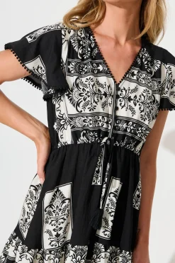 Discount Tenaya Dress in Black with White Print Dresses|Casual