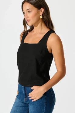 Discount Tiami Cami Top In Black Linen Blend Tops|Casual
