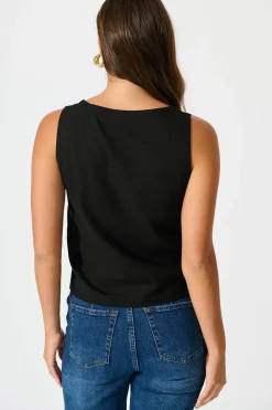 Discount Tiami Cami Top In Black Linen Blend Tops|Casual