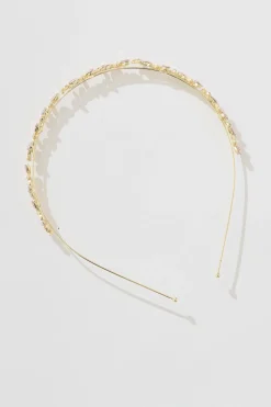 New Tiana Headband in Gold with Pink Diamante and Pearl Hair Accessories|Wedding Guest