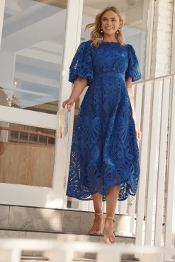 Hot Tillie Lace Maxi Dress In Cobalt Dresses|Formal