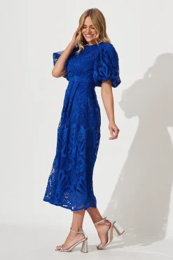 Hot Tillie Lace Maxi Dress In Cobalt Dresses|Formal