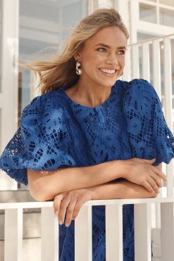 Hot Tillie Lace Maxi Dress In Cobalt Dresses|Formal