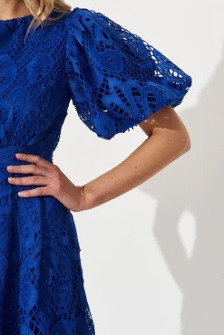 Hot Tillie Lace Maxi Dress In Cobalt Dresses|Formal