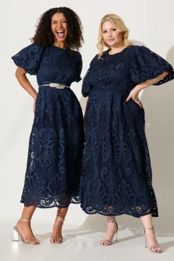Clearance Tillie Lace Maxi Dress In Navy Dresses|Formal