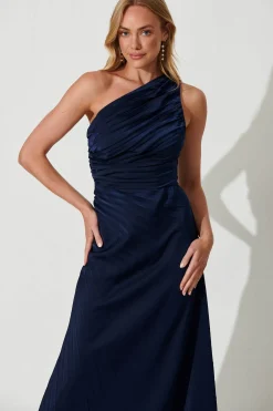 Outlet Toulon One Shoulder Maxi Dress In Navy Dresses|Formal