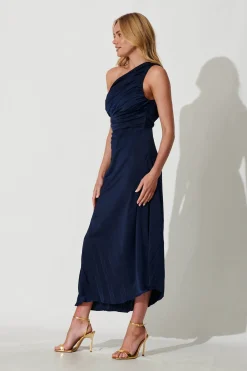 Outlet Toulon One Shoulder Maxi Dress In Navy Dresses|Formal