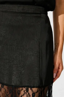 Hot Twilight Grace Maxi Skirt in Black Satin Bottoms|Skirts & Shorts