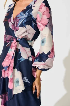 Discount Twilight Petals Midi Dress in Navy Floral Dresses|Party