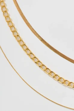 New Tyra Layered Necklace In Gold With Snake Chain Jewellery