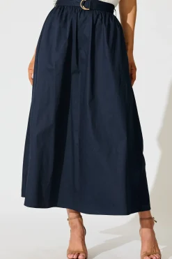 Clearance Tyra Maxi Skirt in Navy Cotton Bottoms|Skirts & Shorts