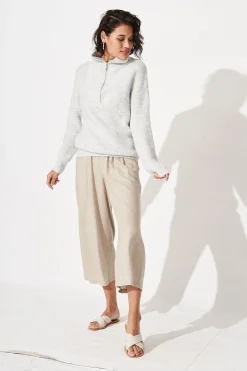 Best Uma Zip Athleisure Knit in Grey Knitwear|Knitwear
