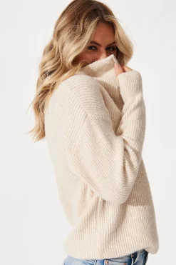Fashion Uma Zip Athleisure Knit in Beige Knitwear|Knitwear