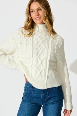 Clearance Umina Cable Knit In Cream Wool Blend Knitwear|Knitwear