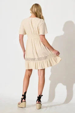 New Valletta Dress in Cream Linen Blend Dresses|Casual