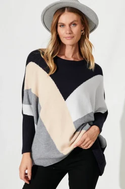 Best Venti Knit In Black Multi Wool Blend Knitwear|Knitwear