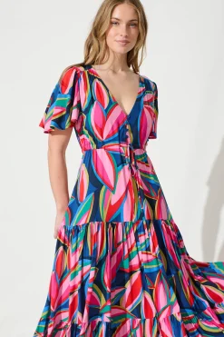 Sale Violet Maxi Dress In Navy With Multi Print Dresses