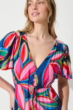 Sale Violet Maxi Dress In Navy With Multi Print Dresses