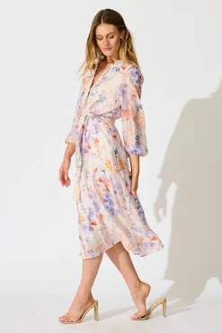Sale Vivette Midi Dress in Multi Floral Print Dresses|Casual