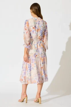 Sale Vivette Midi Dress in Multi Floral Print Dresses|Casual
