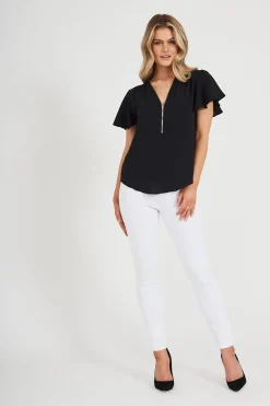 Hot Viviana Zip Top In Black Tops|Workwear