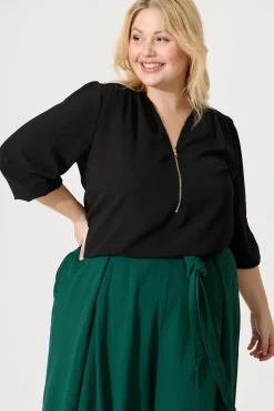 Best Viviani Zip Top In Black Tops|Workwear