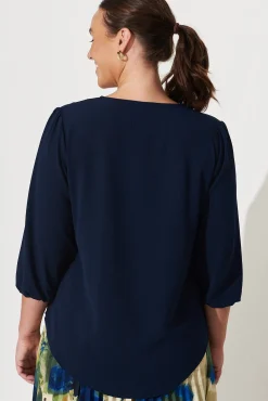 Best Viviani Zip Top In Navy Tops|Workwear