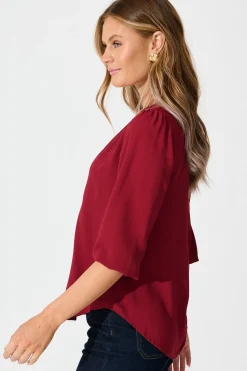 New Viviani Zip Top In Wine Tops|Workwear