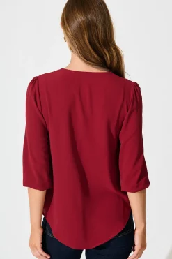 New Viviani Zip Top In Wine Tops|Workwear